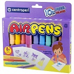 Фломастеры воздушные Centropen «AirPens Pastel», 10цв. +8 трафаретов, картон. упаковка, европодвес