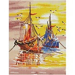 Алмазная мозаика ТРИ СОВЫ «Закат на море», 30×40см, холст на деревянном подрамнике, картонная коробка с пластиковой ручкой