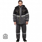 Куртка рабочая зимняя мужская з43-КУ с СОП серая/черная (размер 44-46, рост 170-176)