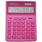 Калькулятор настольный Citizen SDC-444XRPKE, 12 разрядов, двойное питание, 155×204×33мм, розовый