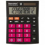 Калькулятор настольный BRAUBERG ULTRA COLOR-12-BKWR (192×143 мм), 12 разрядов, двойное питание, ЧЕРНО-МАЛИНОВЫЙ
