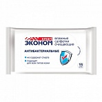 Салфетки влажные, 15 шт., SMART ЭКОНОМ, антибактериальные