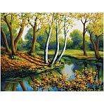 Картина по номерам на холсте ТРИ СОВЫ «Лесная река», 40×50, с акриловыми красками и кистями