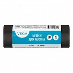 Мешки для мусора 30л Vega ПНД, 48×55см, 5мкм, 20шт., черные, в рулоне