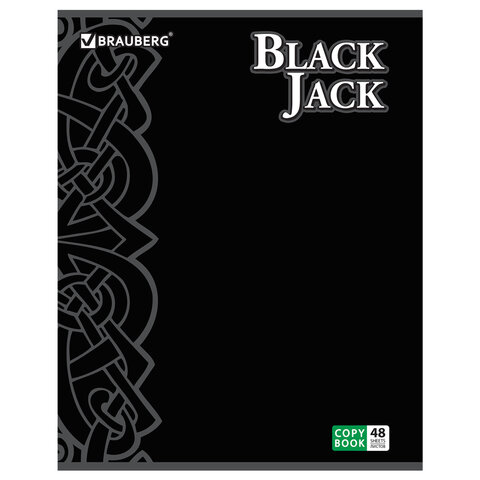 Тетрадь 48 л. BRAUBERG, клетка, выборочный лак, "Black Jack", 5 видов