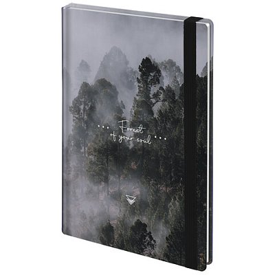 Ежедневник недатированный с резинкой А5 145×203 мм, BRAUBERG, твердый, 128 л., «Forest»