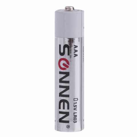 Батарейки SONNEN Alkaline, AAA (LR03, 24А), алкалиновые, КОМПЛЕКТ 10 шт., в коробке