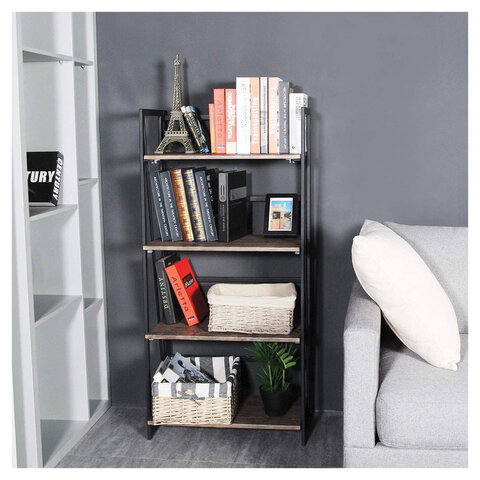 Стеллаж на металлокаркасе «BRABIX LOFT SH-001»600×300х1250 ммскладнойцвет морёный дуб641228