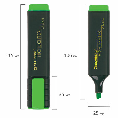 Текстовыделитель BRAUBERG «ORIGINAL», ЗЕЛЕНЫЙ, линия 1-5 мм