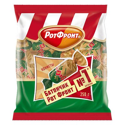 Конфеты шоколадные РОТ ФРОНТ «Батончики» с орехами, 250 г. 