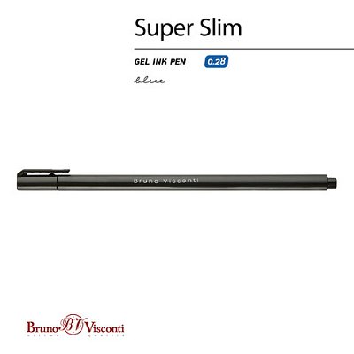 Ручка гелевая BRUNO VISCONTI «Super Slim Black», СИНЯЯ, узел 0.28 мм, линия 0.2 мм