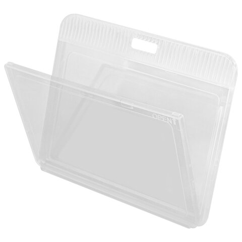 Бейдж горизонтальный (54×85 мм), прозрачный, ЗАЩИТА ОТ ВЛАГИ И ПЫЛИ, BRAUBERG EXTRA