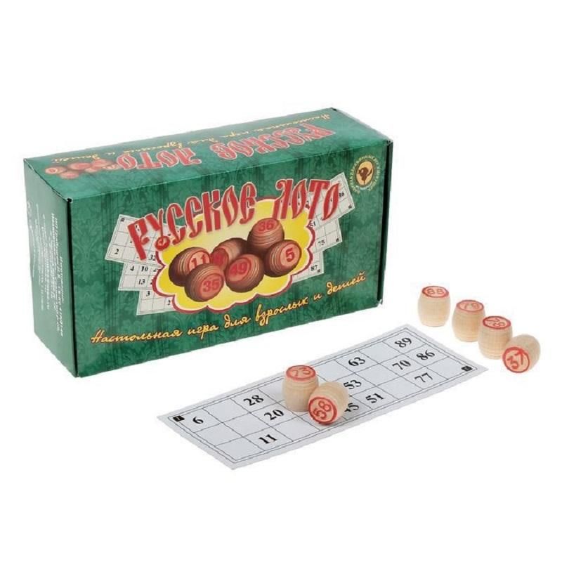 Игра Русское лото в зеленой картонной коробке (детская, настольная),004-07