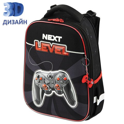 превью Ранец BRAUBERG PREMIUM, 2 отделения, с брелком, «Next level», 3D панель, 38×29х16 см
