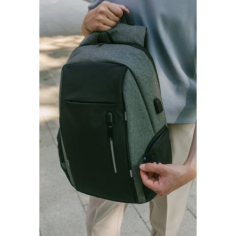 Рюкзак HEIKKI OUTLOOK (ХЕЙКИ) универсальный, отделение для ноутбука, серый, 46×32x16 см