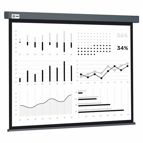 превью Экран Cactus Wallscreen CS-PSW-180X180-SG, 180×180 см, 1:1, настенно-потолочный, серый