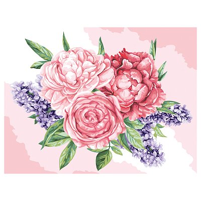 Картина по номерам на картоне ТРИ СОВЫ «Розы и сирень», 30×40, с акриловыми красками и кистями