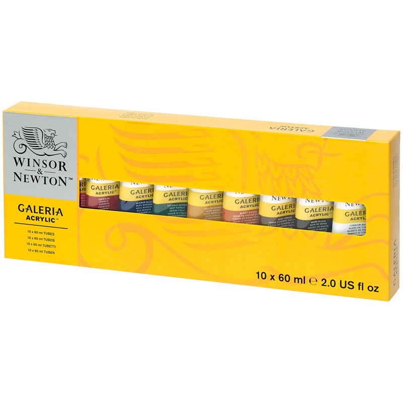 превью Краски акриловые Winsor&Newton «Galeria», 10цв, 60 мл/туба, картон. упак. 