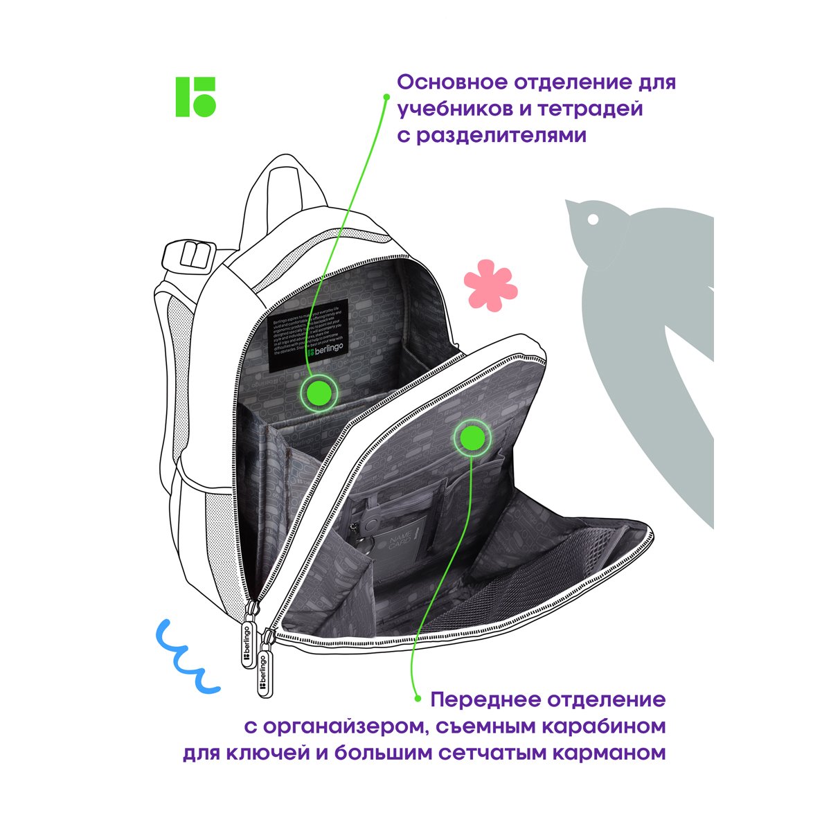 Ранец Berlingo Expert «Astro Cat» 37×28×16см, 2 отделения, 2 кармана, анатомическая спинка