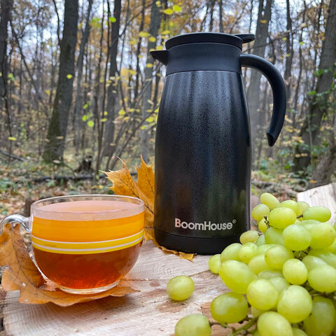 Чайник-термос 1 л, BOOMHOUSE (БУМХАУС) COFFEE BREAK, нержавеющая сталь SUS304, черный, ТЕРМОЧАЙНИК