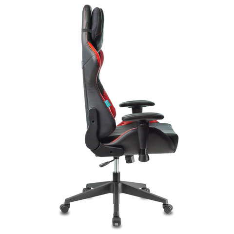 Кресло компьютерное Zombie VIKING 5 AERO, 2 подушки, экокожа, черное/красное