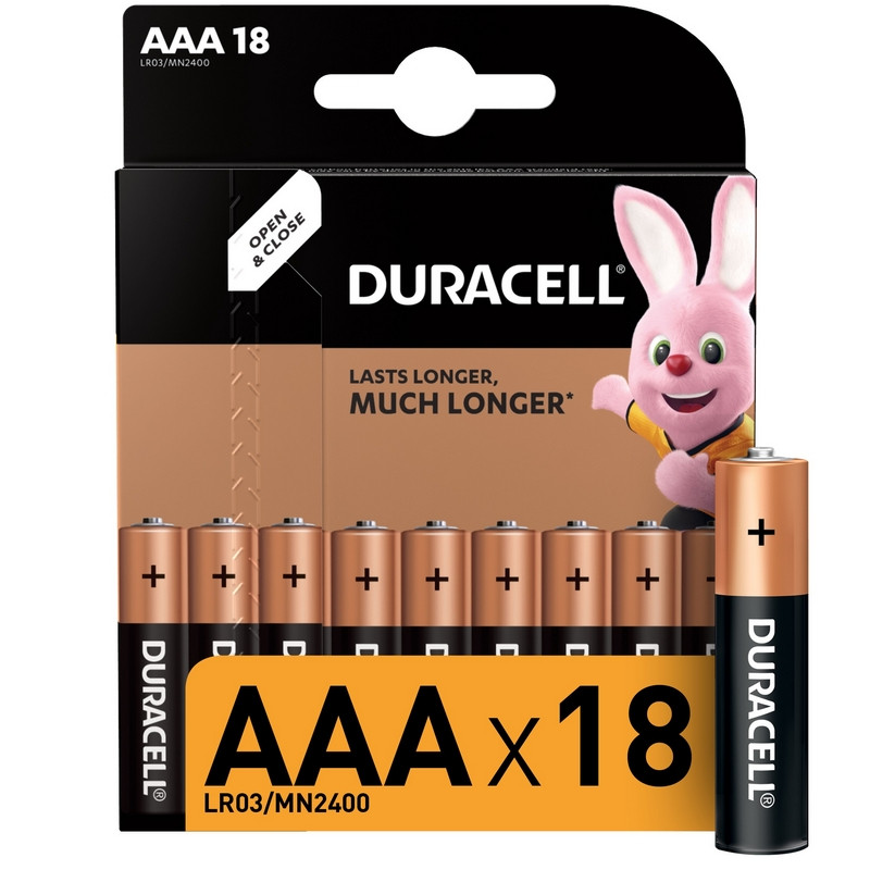 превью Батарейки щелочные DURACELL Basic ААA/LR03-18BL 18 штук