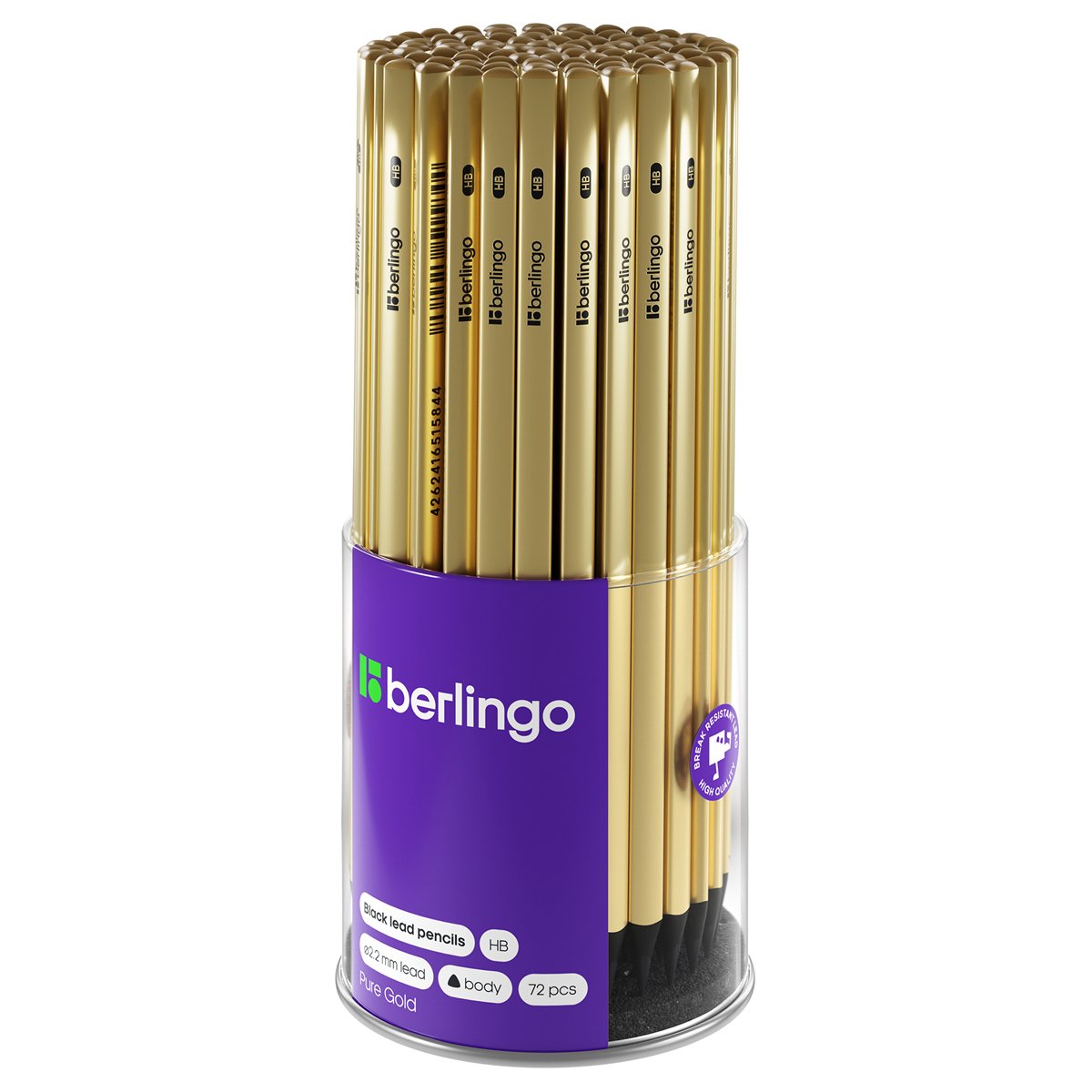 Карандаш ч/г Berlingo «Pure Gold» HB, черное дерево, трехгранный, заточен. 