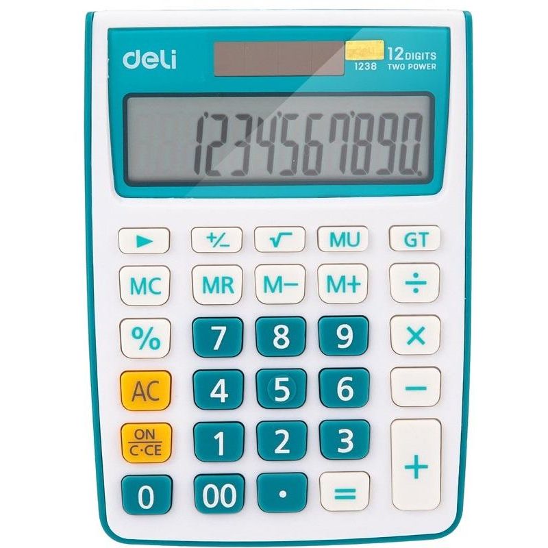 Калькулятор настольный Deli E1238/BLUE синий 12-разр
