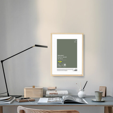 Рамка 30×40 см небьющаяся, аналог IKEA, багет 12 мм, дерево, BRAUBERG «Woodray», цвет натуральный