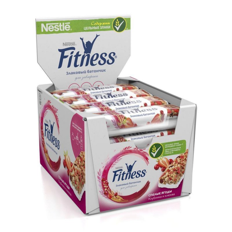 превью Батончики мюсли Fitness с цельными злаками и ягодами (16 батончиков по 23.5 г)