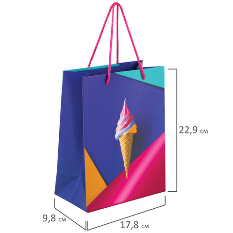 Пакет подарочный 17.8×9.8×22.9 см ЗОЛОТАЯ СКАЗКА «Sweets», тиснение фольгой