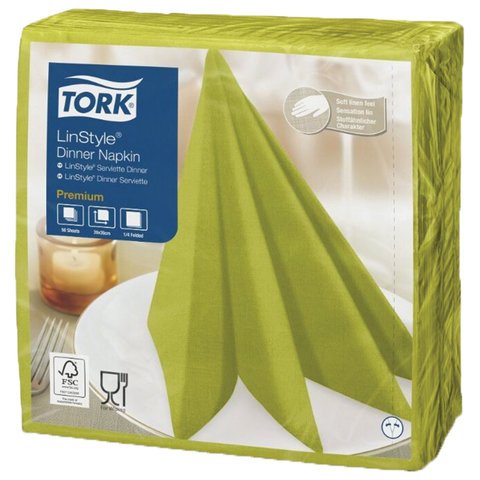 Салфетки бумажные Tork LinStyle Premium 478876 39×39 см зеленые 1-слойные 50 штук в упаковке