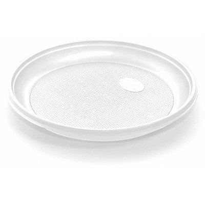 Тарелка одноразовая пластиковая белая (диаметр 165 мм, 100 штук в упаковке)