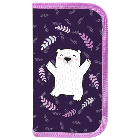 Пенал ПИФАГОР, 2 отделения, ламинированный картон, 19×11 см, «Happy bear»