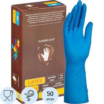 Перчатки латекс., н/с, н/о, S&C High Risk TL210/ DL210 (M)25пар/уп, ПС
