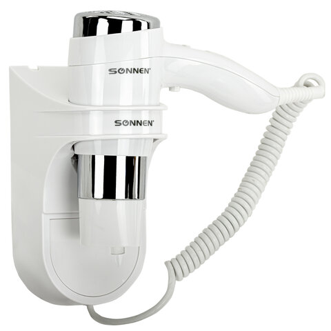 превью Фен для волос настенный SONNEN HD-2112 EXTRA POWER, 1600 Вт, 2 скорости, белый/хром
