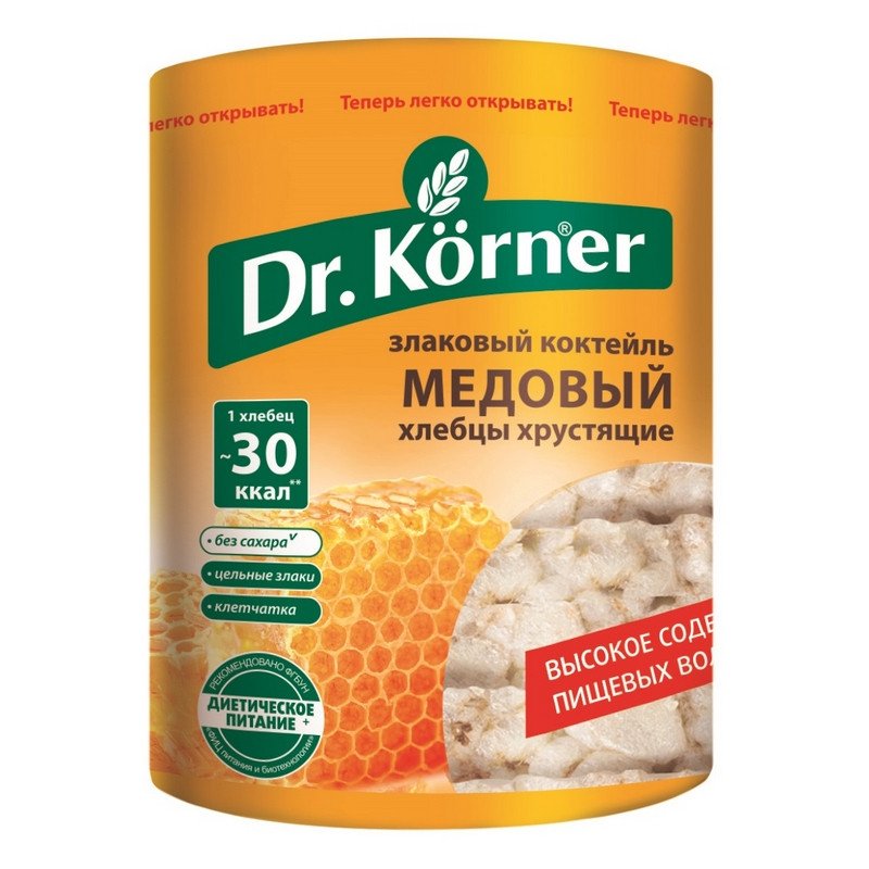 превью Хлебцы Dr. Korner Злаковый коктейль медовый пшеничные 100 г