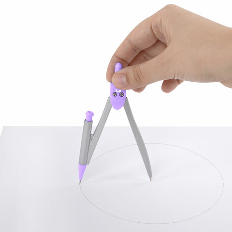 Готовальня BRAUBERG SCHOOL KIT, 9 предметов, циркуль 125 мм, чертежные принадлежности, лаванда