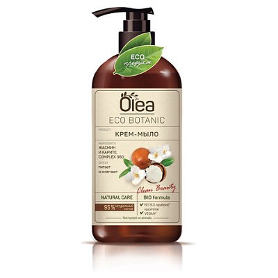 Мыло-крем 450 мл, OLEA Eco Botanic «Жасмин и карите», дозатор