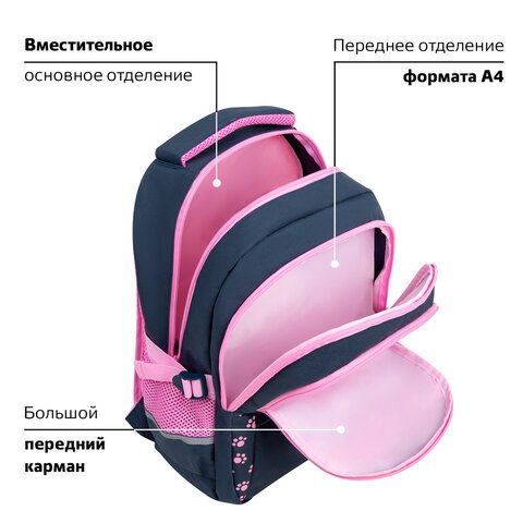 Рюкзак BRAUBERG VIBE, 2 отделения, 5 карманов, «Cat meeting», 40×28х14 см