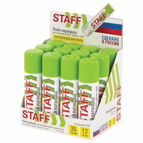 Клей-карандаш STAFF, 35 г, новая формула, Россия