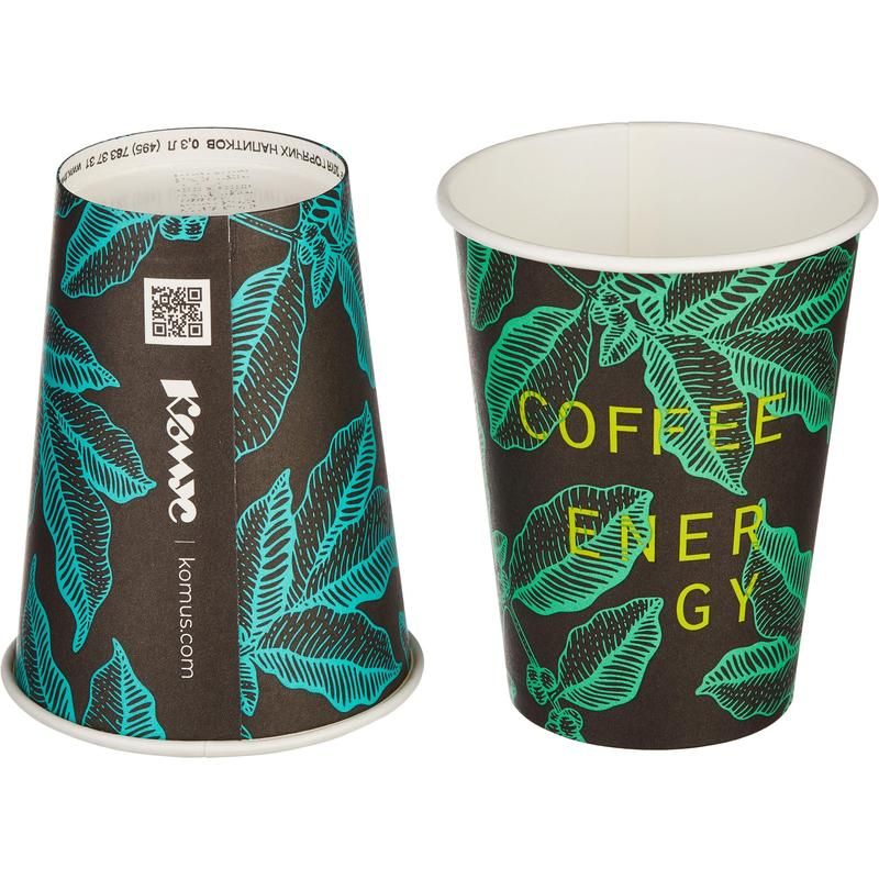 Стакан одноразовый бумажный 300 мл разноцветный 50 штук в упаковке Комус Coffee Energy
