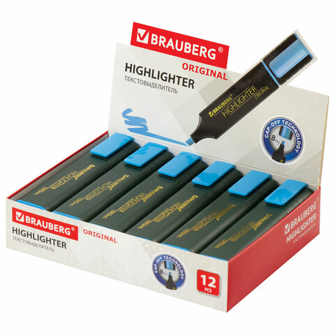 Текстовыделитель BRAUBERG «ORIGINAL», ГОЛУБОЙ, линия 1-5 мм