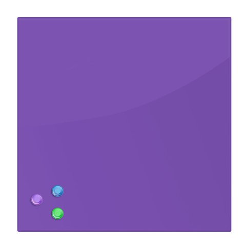 Доска магнитно-маркерная стеклянная (45×45 см), 3 магнита, ФИОЛЕТОВАЯ, BRAUBERG