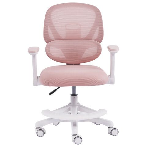 Кресло детское с подставкой для ног BRABIX KIDS «MG-220», сетка/ткань TW, розовое