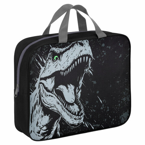 превью Папка на молнии с ручками BRAUBERG А4, 1 отделение, полиэстер, 80 мм, Scary dino
