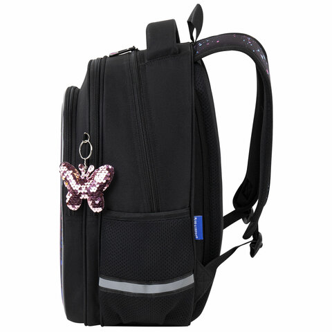 Рюкзак BRAUBERG OPTIMA, 2 отделения, с брелоком, «Butterfly catcher», СВЕТЯЩИЙСЯ, 36×27х18 см