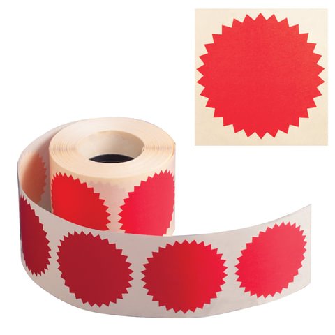 превью Наклейки для опечатывания любых документов, в том числе нотариальных (конгривки), 500 штук, 52 мм, красные