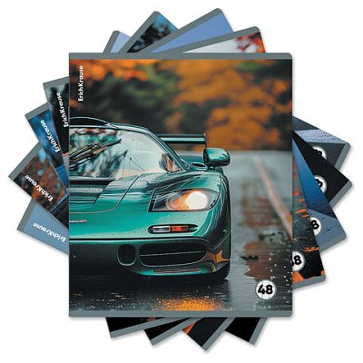 Тетрадь обложка пластик, А5, 48 л., скоба, клетка, ERICH KRAUSE, «Rain Drive» (микс в спайке)