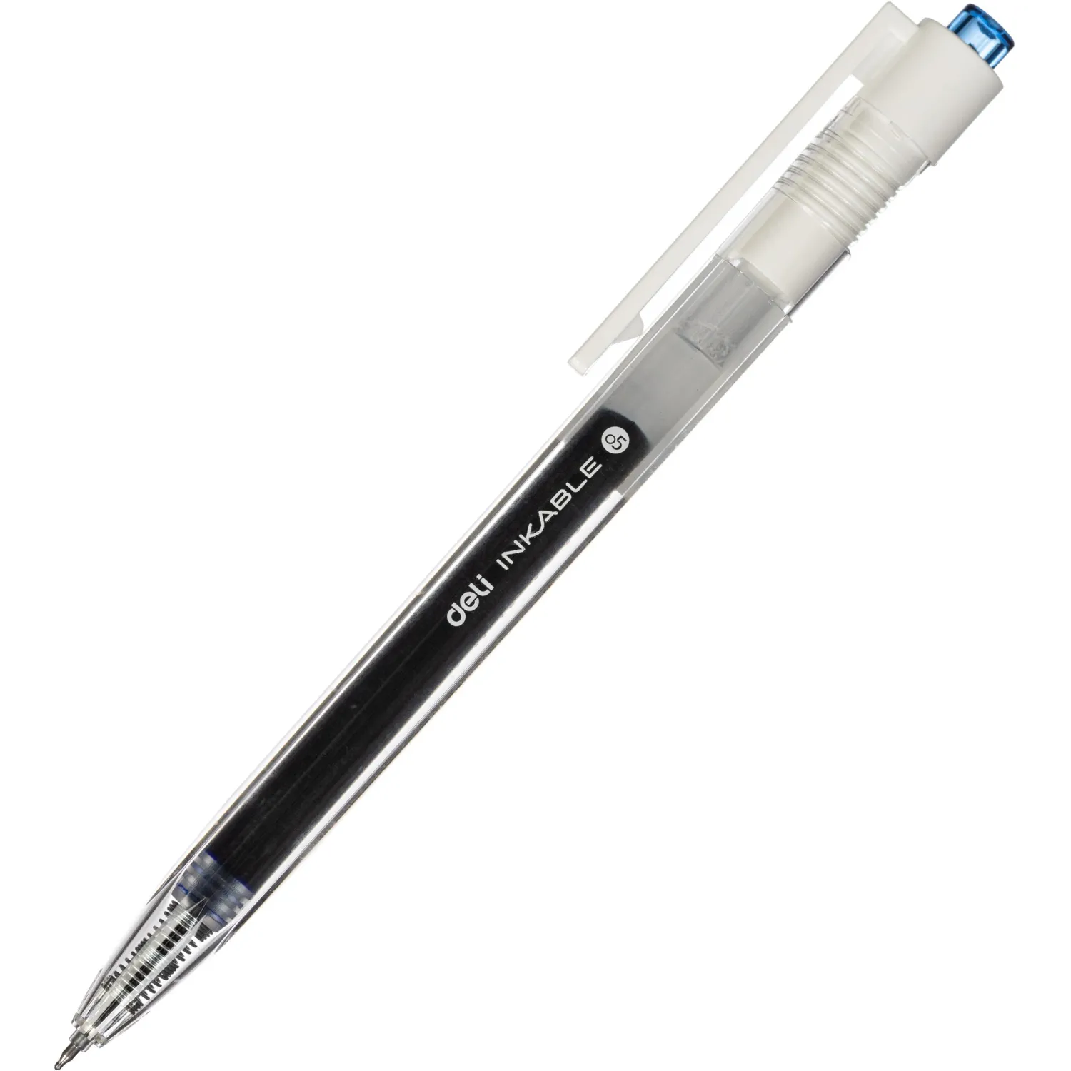 превью Ручка гелевая автомат. Deli INKABLE EG05S-BL,гибр.нак0.5,син быстросх,прозр
